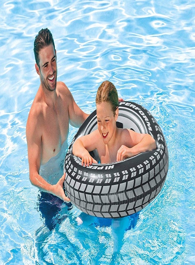 SVShoperzone Inflatable Swimming Pool Tube, Black Tire Design, Adult Size - Image 2